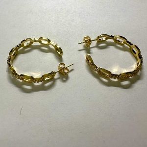 Gold and rhinestone hoop earrings